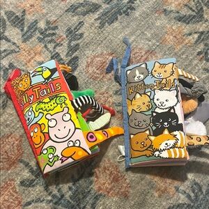 2 jellycat Soft Baby Books - Silly Tails & Kitten Tails